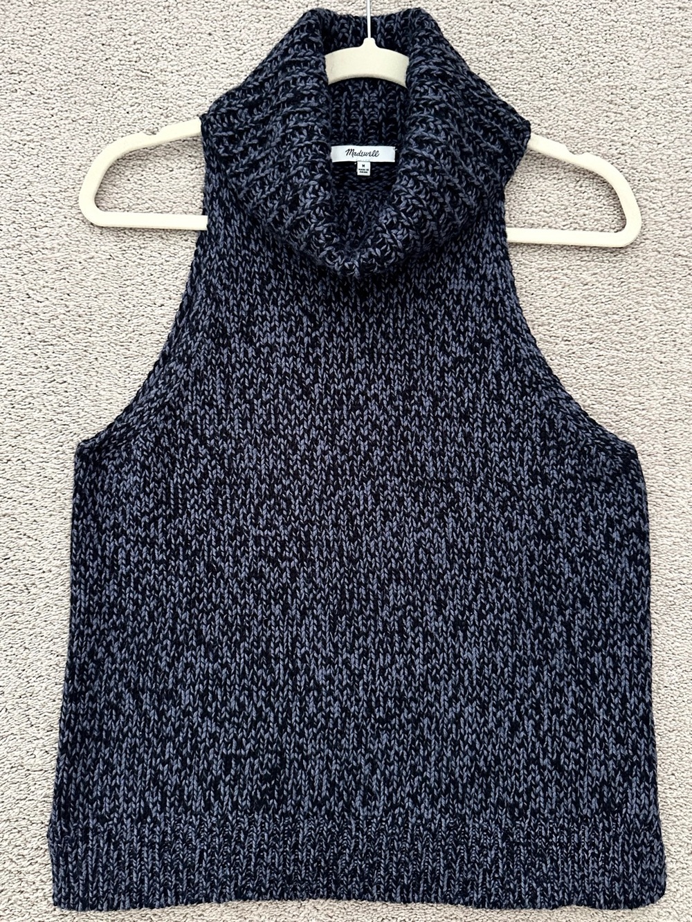 Madewell Merino Wool Sleeveless Turtleneck Sweater Chunky Marled Knit